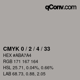 カラーコード: CMYK 0 / 2 / 4 / 33 | qconv.com