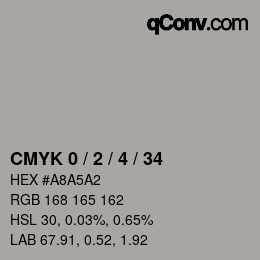 カラーコード: CMYK 0 / 2 / 4 / 34 | qconv.com
