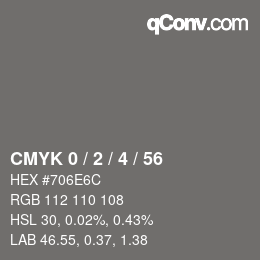 カラーコード: CMYK 0 / 2 / 4 / 56 | qconv.com