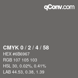 カラーコード: CMYK 0 / 2 / 4 / 58 | qconv.com