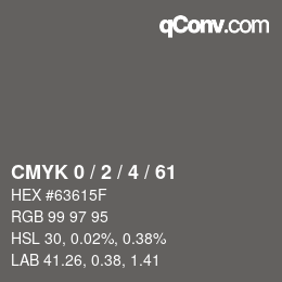 カラーコード: CMYK 0 / 2 / 4 / 61 | qconv.com