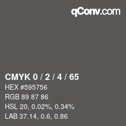 カラーコード: CMYK 0 / 2 / 4 / 65 | qconv.com