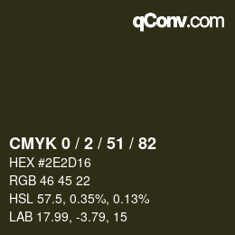 カラーコード: CMYK 0 / 2 / 51 / 82 | qconv.com