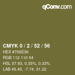 カラーコード: CMYK 0 / 2 / 52 / 56 | qconv.com