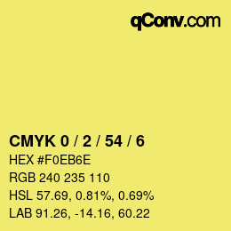 カラーコード: CMYK 0 / 2 / 54 / 6 | qconv.com
