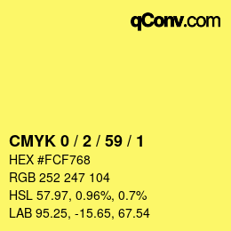 Color code: CMYK 0 / 2 / 59 / 1 | qconv.com