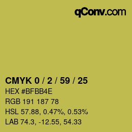 カラーコード: CMYK 0 / 2 / 59 / 25 | qconv.com