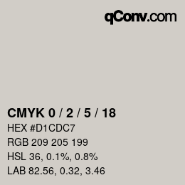 カラーコード: CMYK 0 / 2 / 5 / 18 | qconv.com