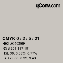 カラーコード: CMYK 0 / 2 / 5 / 21 | qconv.com
