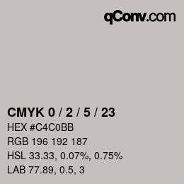 カラーコード: CMYK 0 / 2 / 5 / 23 | qconv.com
