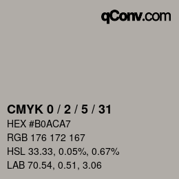 カラーコード: CMYK 0 / 2 / 5 / 31 | qconv.com