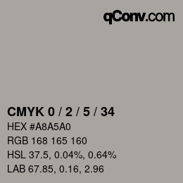 カラーコード: CMYK 0 / 2 / 5 / 34 | qconv.com