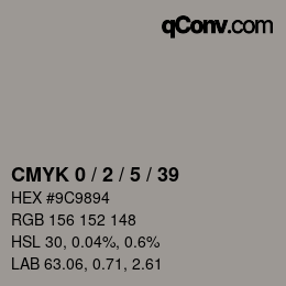 カラーコード: CMYK 0 / 2 / 5 / 39 | qconv.com