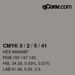 カラーコード: CMYK 0 / 2 / 5 / 41 | qconv.com