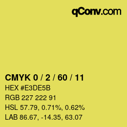 カラーコード: CMYK 0 / 2 / 60 / 11 | qconv.com