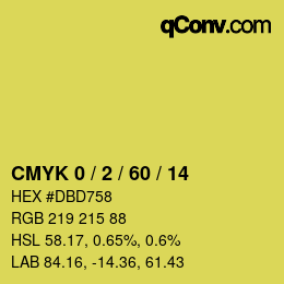 カラーコード: CMYK 0 / 2 / 60 / 14 | qconv.com