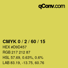 カラーコード: CMYK 0 / 2 / 60 / 15 | qconv.com