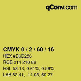 カラーコード: CMYK 0 / 2 / 60 / 16 | qconv.com