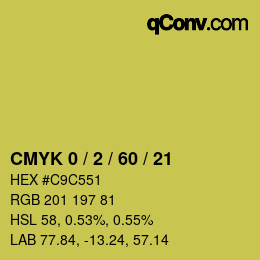 カラーコード: CMYK 0 / 2 / 60 / 21 | qconv.com
