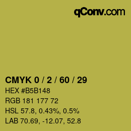カラーコード: CMYK 0 / 2 / 60 / 29 | qconv.com