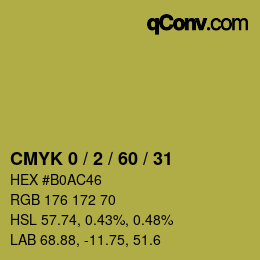 カラーコード: CMYK 0 / 2 / 60 / 31 | qconv.com