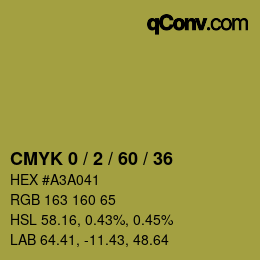 カラーコード: CMYK 0 / 2 / 60 / 36 | qconv.com