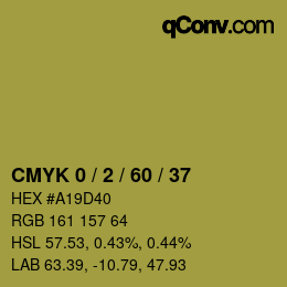 カラーコード: CMYK 0 / 2 / 60 / 37 | qconv.com