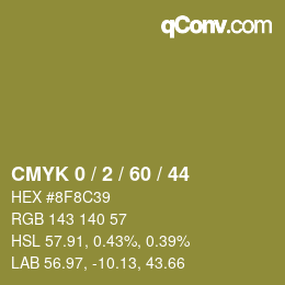 カラーコード: CMYK 0 / 2 / 60 / 44 | qconv.com