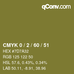 カラーコード: CMYK 0 / 2 / 60 / 51 | qconv.com