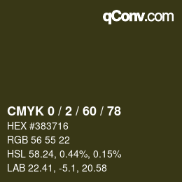 カラーコード: CMYK 0 / 2 / 60 / 78 | qconv.com