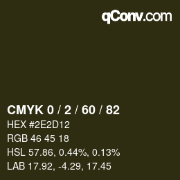 カラーコード: CMYK 0 / 2 / 60 / 82 | qconv.com