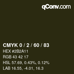 カラーコード: CMYK 0 / 2 / 60 / 83 | qconv.com