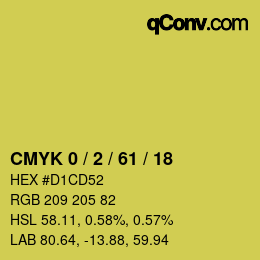 カラーコード: CMYK 0 / 2 / 61 / 18 | qconv.com