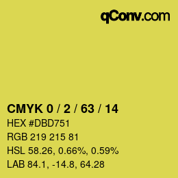 颜色代码: CMYK 0 / 2 / 63 / 14 | qconv.com