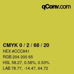 カラーコード: CMYK 0 / 2 / 68 / 20 | qconv.com