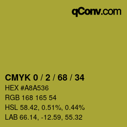 カラーコード: CMYK 0 / 2 / 68 / 34 | qconv.com