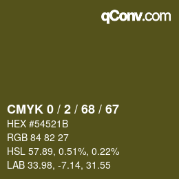 Color code: CMYK 0 / 2 / 68 / 67 | qconv.com
