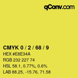 颜色代码: CMYK 0 / 2 / 68 / 9 | qconv.com