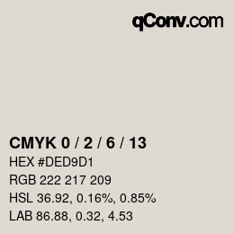 Code couleur: CMYK 0 / 2 / 6 / 13 | qconv.com