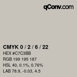 颜色代码: CMYK 0 / 2 / 6 / 22 | qconv.com