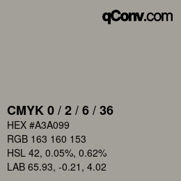 カラーコード: CMYK 0 / 2 / 6 / 36 | qconv.com
