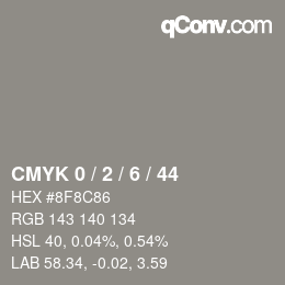 カラーコード: CMYK 0 / 2 / 6 / 44 | qconv.com