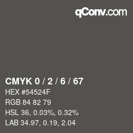 Color code: CMYK 0 / 2 / 6 / 67 | qconv.com