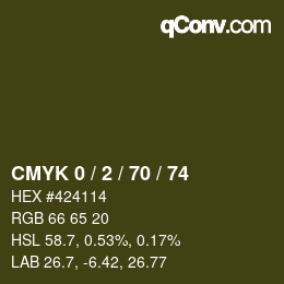 Color code: CMYK 0 / 2 / 70 / 74 | qconv.com