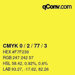 Color code: CMYK 0 / 2 / 77 / 3 | qconv.com