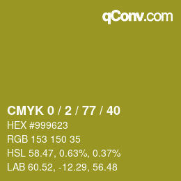 カラーコード: CMYK 0 / 2 / 77 / 40 | qconv.com