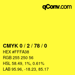 颜色代码: CMYK 0 / 2 / 78 / 0 | qconv.com