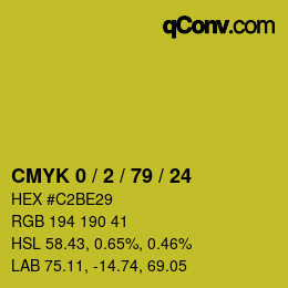 颜色代码: CMYK 0 / 2 / 79 / 24 | qconv.com