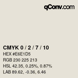 カラーコード: CMYK 0 / 2 / 7 / 10 | qconv.com