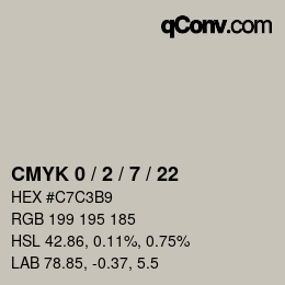 カラーコード: CMYK 0 / 2 / 7 / 22 | qconv.com